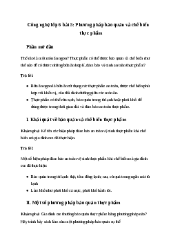 Giải Công nghệ 6 Bài 5: Phương pháp bảo quản và chế biến thực phẩm | Kết nối tri thức