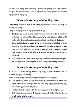 Hiện tượng được nêu trong văn bản liên quan gì đến Việt Nam nói riêng và thế giới nói chung? Ngữ Văn 8 | Cánh diều