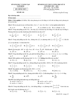 Đề khảo sát chất lượng học kỳ 2 Toán 10 năm 2021 – 2022 sở GD&ĐT Nam Định