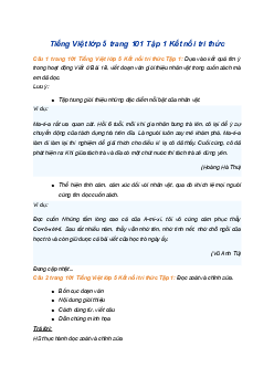 Giải SGK Tiếng Việt 5 trang 101 Bài 19: Viết: Viết đoạn văn giới thiệu nhân vật trong một cuốn sách - Kết nối tri thức (Tập 1)
