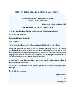 Viết đơn xin tham gia câu lạc bộ cờ | Tập làm văn lớp 4