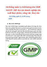Hệ thống quản lý chất lượngnhư GMP, HACCP, SQF cho cácdoanh nghiệp sản xuất thựcphẩm, nông sản, thuỷ sản môn Kinh tế vi mô | Học viện Nông nghiệp Việt Nam