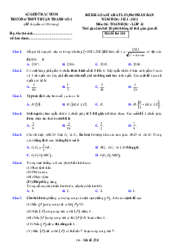 Đề KSCL phân ban Toán 11 năm 2021 – 2022 trường Thuận Thành 1 – Bắc Ninh