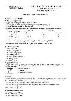 Đề cương ôn tập giữa học kì 1 môn Hóa học 10 sách Kết nối tri thức với cuộc sống