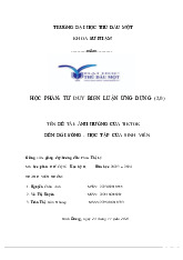 Tiểu luận Ảnh Hưởng Của TikTok Đến Đời Sống & Học Tập Sinh Viên môn Tư duy biện luận ứng dụng - Trường Đại học Thủ Dầu Một.