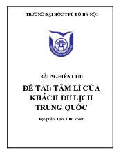 Nghiên cứu Tâm Lí Khách Du Lịch Trung Quốc | Môn Tâm lí du khách - Đại học Thủ đô Hà Nội