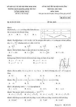 Đề thi thử THPT Quốc gia năm 2022 môn Toán lần 4 trường THPT Chuyên Lương Văn Tụy, Ninh Bình (có đáp án)