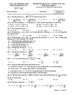 Đề thi học kỳ 2 Toán 11 năm 2018 – 2019 trường THPT Hưng Yên – Hưng Yên
