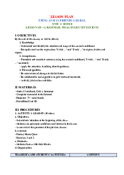 Unit 4: Home - Lesson plan 4D | Giáo án Tiếng Anh 11 Friends Global