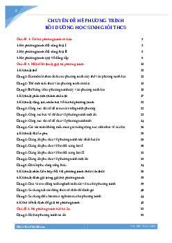 Chuyên đề hệ phương trình bồi dưỡng học sinh giỏi THCS