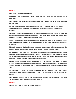 Topic luyện kỹ năng Speaking học phần Tiếng anh cơ bản