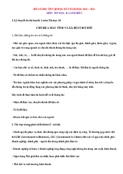 Đề cương ôn tập học kì 1 môn Tin học 10 sách Cánh diều