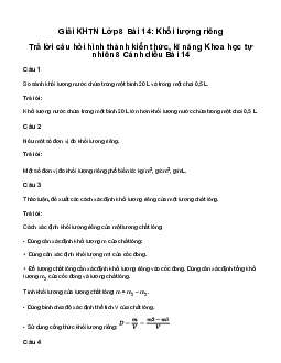 Giải KHTN 8 Bài 14: Khối lượng riêng | Cánh diều