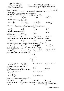 Đề thi học kỳ 1 Toán 12 năm học 2018 – 2019 sở GD và ĐT Phú Thọ