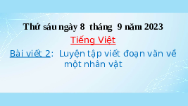 Giáo án điện tử Tiếng Việt 4 Bài viết 2 Cánh diều: Luyện tâp viết đoạn văn về một nhân vật
