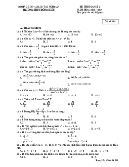 Đề thi HK2 Toán 10 năm học 2016 – 2017 trường THPT Đông Hiếu – Nghệ An
