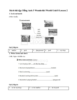 Giải SBT Tiếng Anh 3 Wonderful World Unit 8 My Town Lesson 2