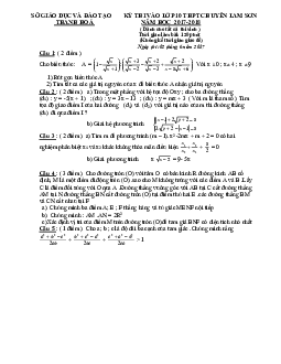 Đề thi tuyển sinh lớp 10 năm học 2017 – 2018 môn Toán trường THPT chuyên Lam Sơn – Thanh Hóa