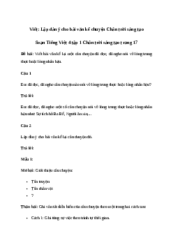 Soạn bài Viết: Lập dàn ý cho bài văn kể chuyện - Tiếng Việt 4 Chân trời sáng tạo