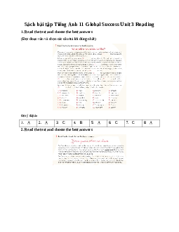 Giải Unit 3 Reading | Sách bài tập Tiếng Anh 11 Global Success