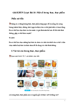 Giải KHTN Lớp 6 Bài 15: Một số lương thực, thực phẩm | Kết nối tri thức