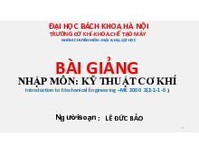 Chương 2: Thiết kế cơ khí môn Nhập môn kỹ thuật cơ khí | Trường Đại học Bách Khoa Hà Nội