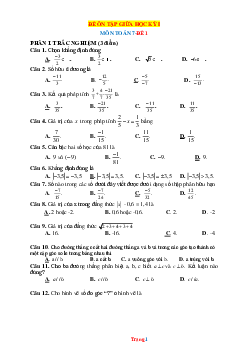 TOP 20 đề ôn tập giữa học kì I lớp 7 (có đáp án chi tiết)
