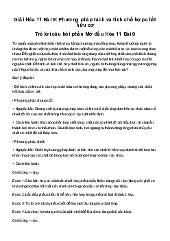 Giải Hóa 11 Bài 9: Phương pháp tách và tinh chế hợp chất hữu cơ | Chân trời sáng tạp