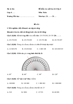 Đề thi học kì 1 lớp 4 môn Toán sách Kết nối tri thức - Đề số 6