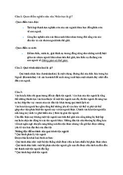 Câu hỏi hay |Nhân học đại cương | Đại học Khoa học Xã hội và Nhân văn, Đại học Quốc gia Thành phố HCM