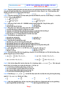 Bộ Đề Ôn Thi HK1 Môn Vật Lí 12 Năm 2022-2023