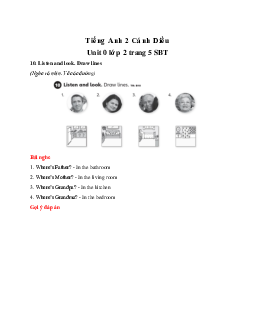 Unit 0 trang 5 Giải SBT | Tiếng anh 2 Explore our World