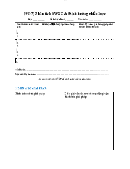 Phân tích SWOT & Định hướng chiến lược | Thiết kế dự án | Đại học Khoa học Xã hội và Nhân văn, Đại học Quốc gia Thành phố HCM
