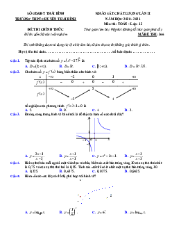 Đề khảo sát Toán 12 lần 2 năm 2020 – 2021 trường THPT chuyên Thái Bình