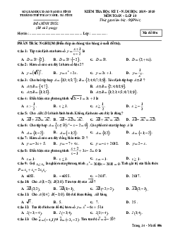 Đề thi HK1 Toán 10 năm 2019 – 2020 trường THPT Hàm Nghi – Hà Tĩnh