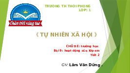 Giáo án điện tử Tự nhiên và xã hội 1 bài 9 Chân trời sáng tạo : Hoạt động của lớp em