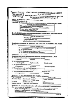 Đề thi Tuyển sinh vào lớp 10 THPT Chuyên Vĩnh Phúc môn Tiếng Anh chuyên năm 2020-2021