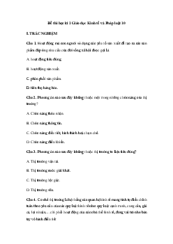 Đề thi học kì 1 môn Giáo dục Kinh tế và Pháp luật 10 sách Cánh diều đề 3