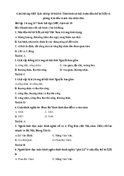 Giải bài tập SBT Lịch sử lớp 10 bài 26: Tình hình xã hội ở nửa đầu thế kỉ XIX và phong trào đấu tranh của nhân dân