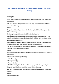 Trải nghiệm, hướng nghiệp 11 Kết nối tri thức chủ đề 7: Bảo vệ môi trường