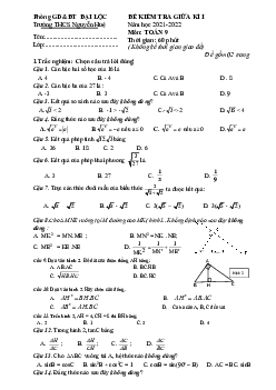 Đề thi giữa kì 1 Toán 9 năm 2021 – 2022 trường THCS Nguyễn Huệ – Quảng Nam