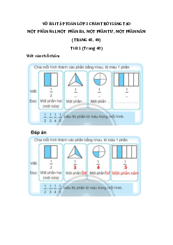 Giải Vở bài tập Toán lớp 3 Chân trời sáng tạo: Một phần hai, một phần ba, một phần tư, một phần năm