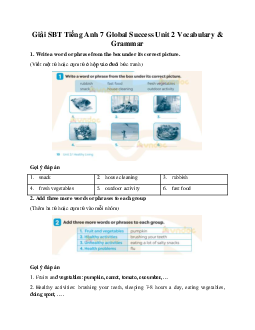 Giải SBT Tiếng Anh 7 Global Success Unit 2 Vocabulary & Grammar