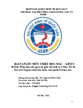 Phân tích mối quan hệ giữa vật chất và ý thức. Từ đó liên hệ với quan niệm hôn nhân của người trẻ hiện nay | Bài tập lớn môn triết học mác - lênin