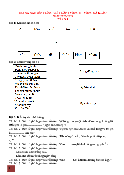 Đề thi Trạng nguyên Tiếng Việt lớp 4 năm 2023 - 2024 Vòng sơ khảo