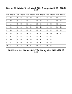 Đề thi vào 10 môn Tiếng Anh năm 2023 - 2024 sở GD&ĐT Tiền Giang