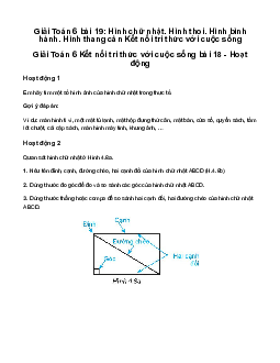 Giải Toán 6 Bài 19: Hình chữ nhật. Hình thoi. Hình bình hành. Hình thang cân | Kết nối tri thức