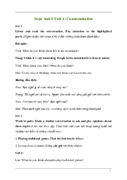 Giải Tiếng Anh 8 Unit 4: Communication | Kết nối tri thức