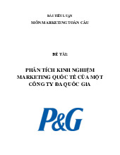 Tiểu luận : Phân tích kinh nghiệm marketing quốc tế của một công ty đa quốc gia | Trường Đại học Gia Định