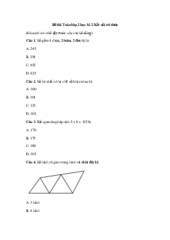 Đề thi Toán lớp 2 học kì 2 năm 2024 - Đề 3 | Kết nối tri thức